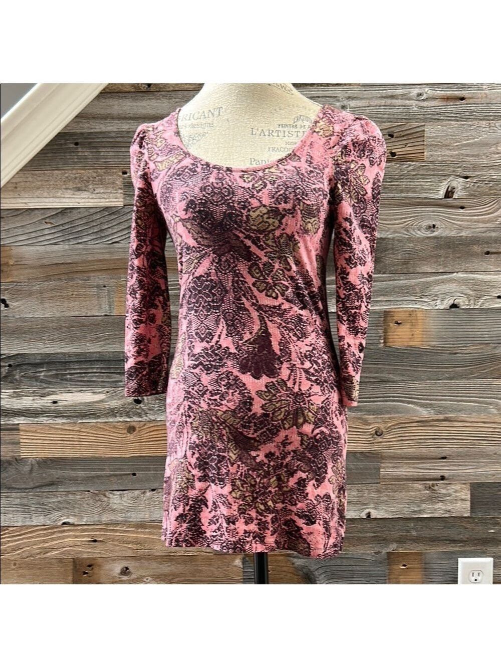Free People Floral Pink Mini Dress Size Medium